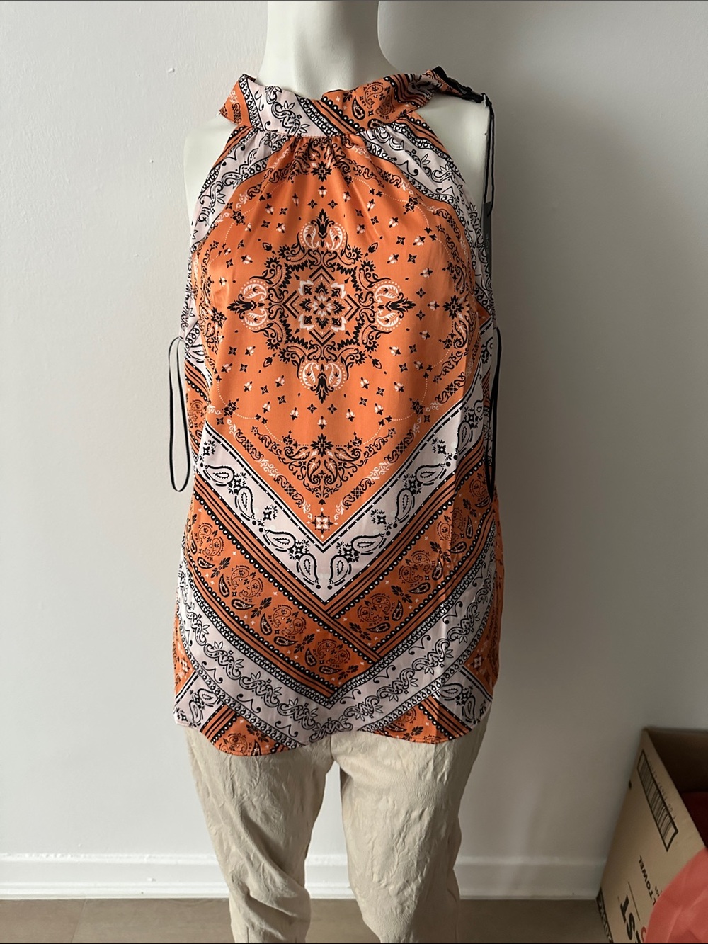 Rachel Zoe Orange Paisley Halter Top